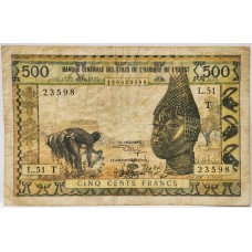 WEST AFRICAN STATE 1959 . FIVE HUNDRED 500 FRANCS BANKNOTE